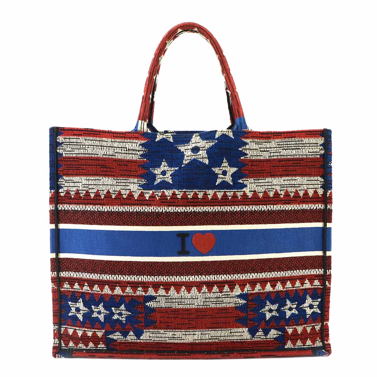 American Flag Book Tote Large Bag Canvas Multicolor