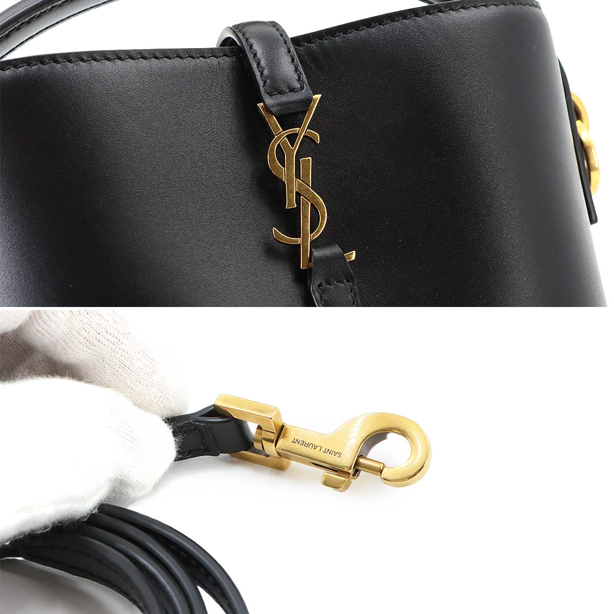 LE37 Hand Shoulder Bag Leather Black 765870 YSL