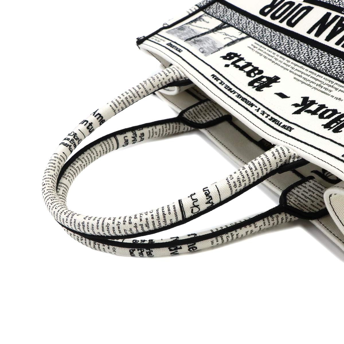 Book Tote Bag Medium Canvas White Black News paper