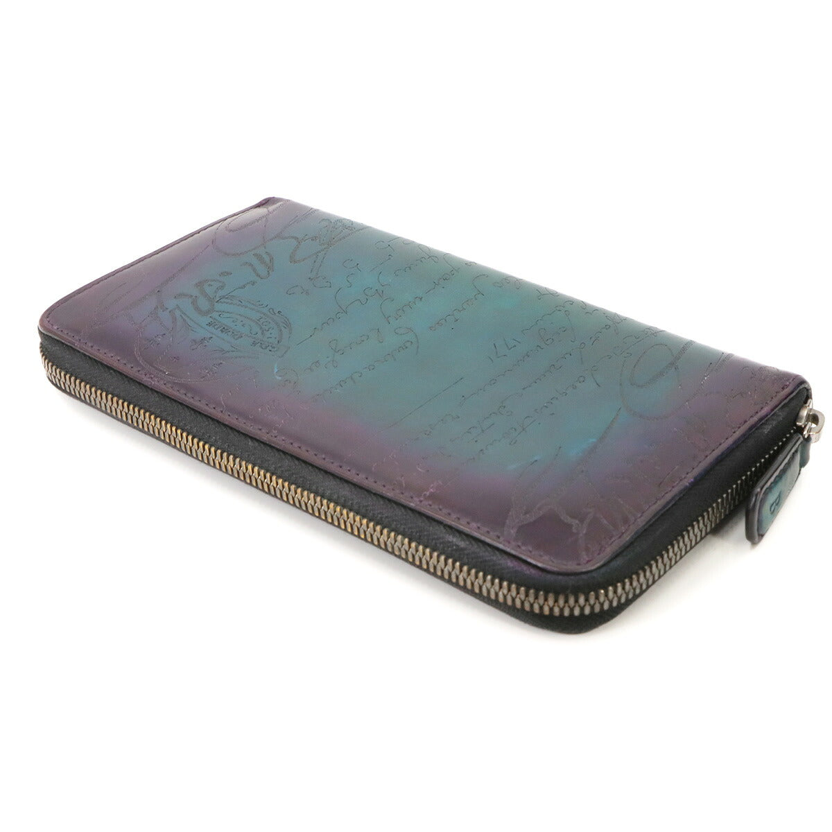 Calligraphy Itauba Long Wallet Venezia Leather Blue Purse