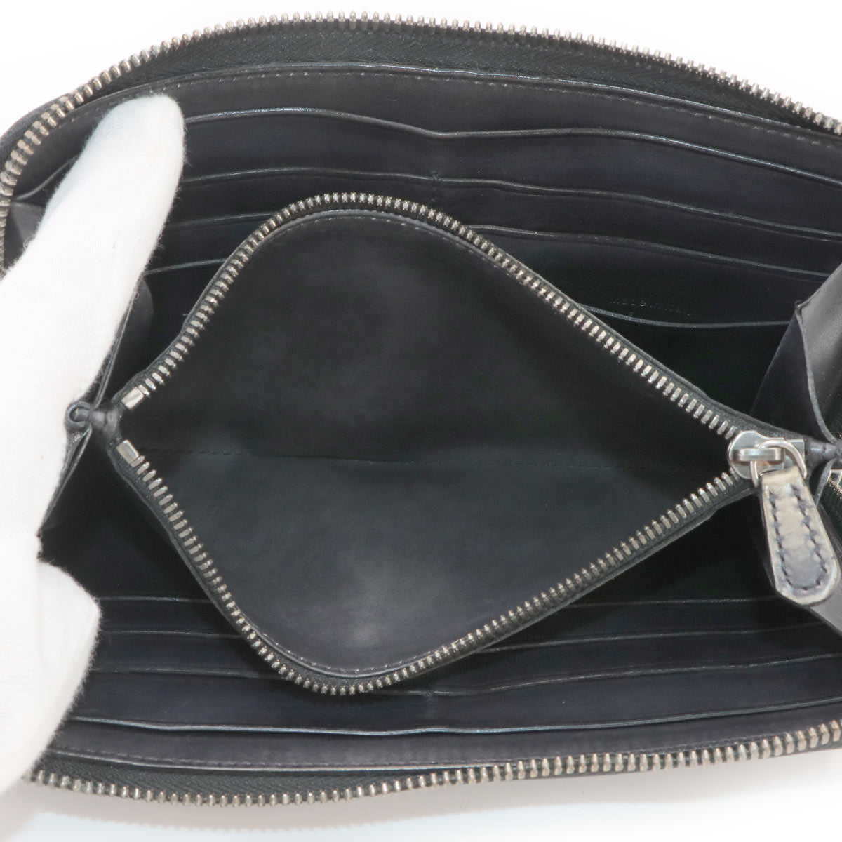 Calligraphy Itauba Long Wallet Venezia Leather Blue Purse