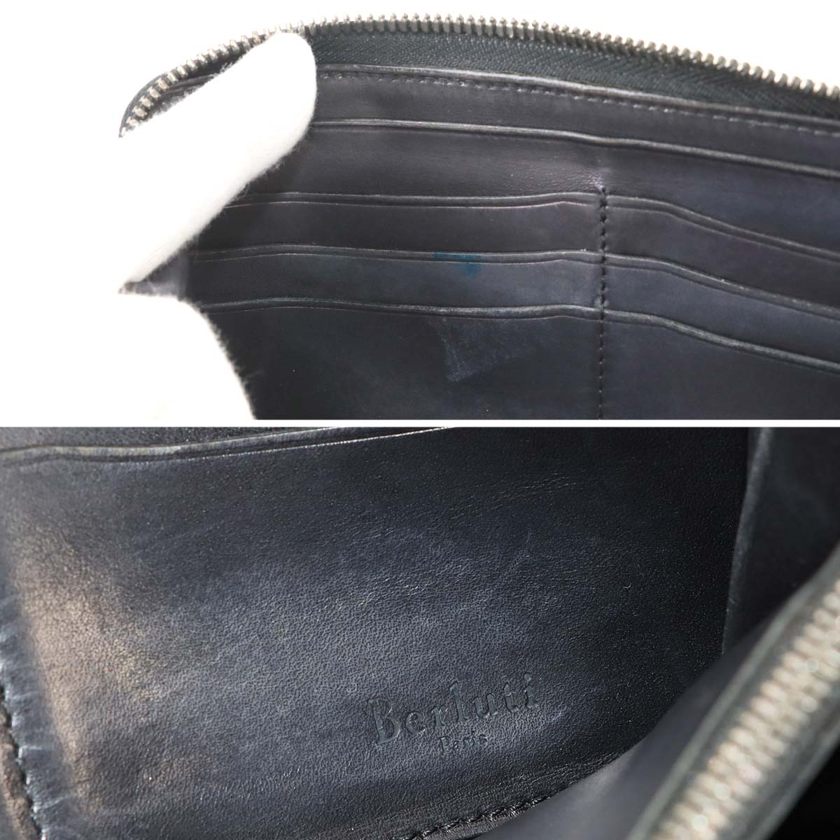 Calligraphy Itauba Long Wallet Venezia Leather Blue Purse