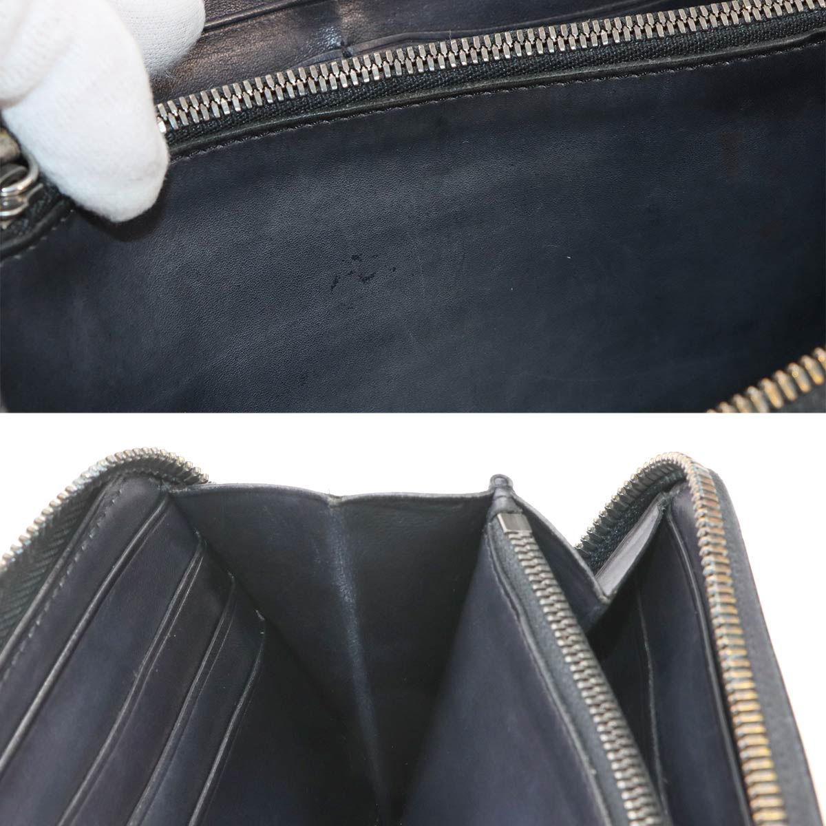 Calligraphy Itauba Long Wallet Venezia Leather Blue Purse