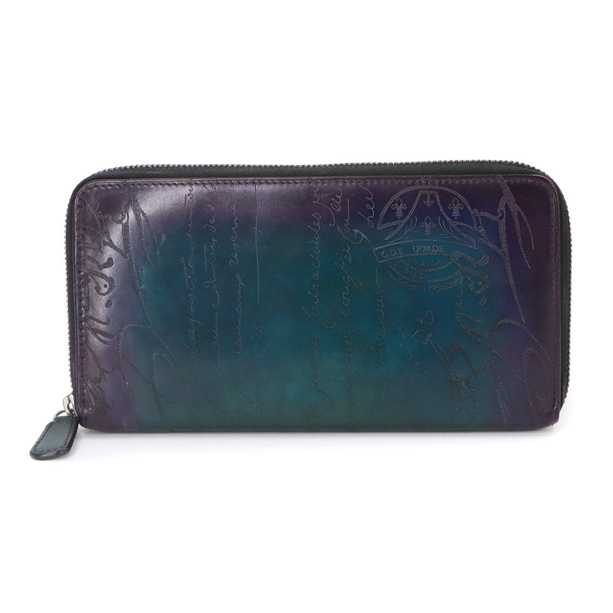 Calligraphy Itauba Long Wallet Venezia Leather Blue Purse