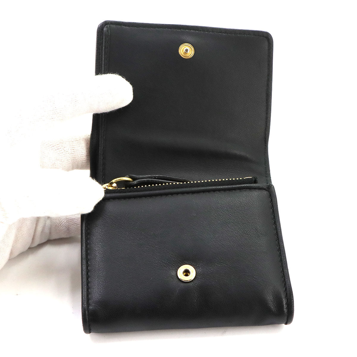 Glam Slam Compact Wallet Black Leather Purse