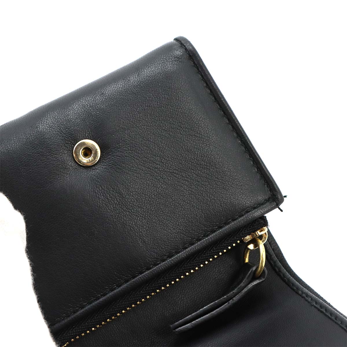 Glam Slam Compact Wallet Black Leather Purse