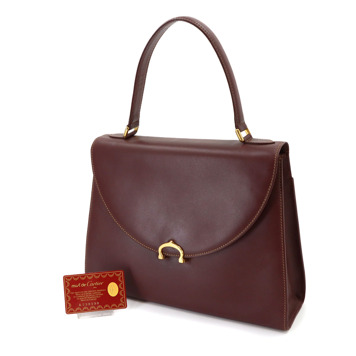 Must Line Hand Bag Leather Bordeaux Purse