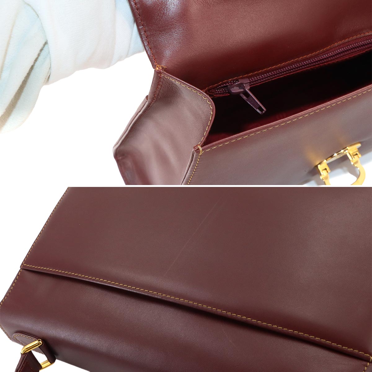 Must Line Hand Bag Leather Bordeaux Purse