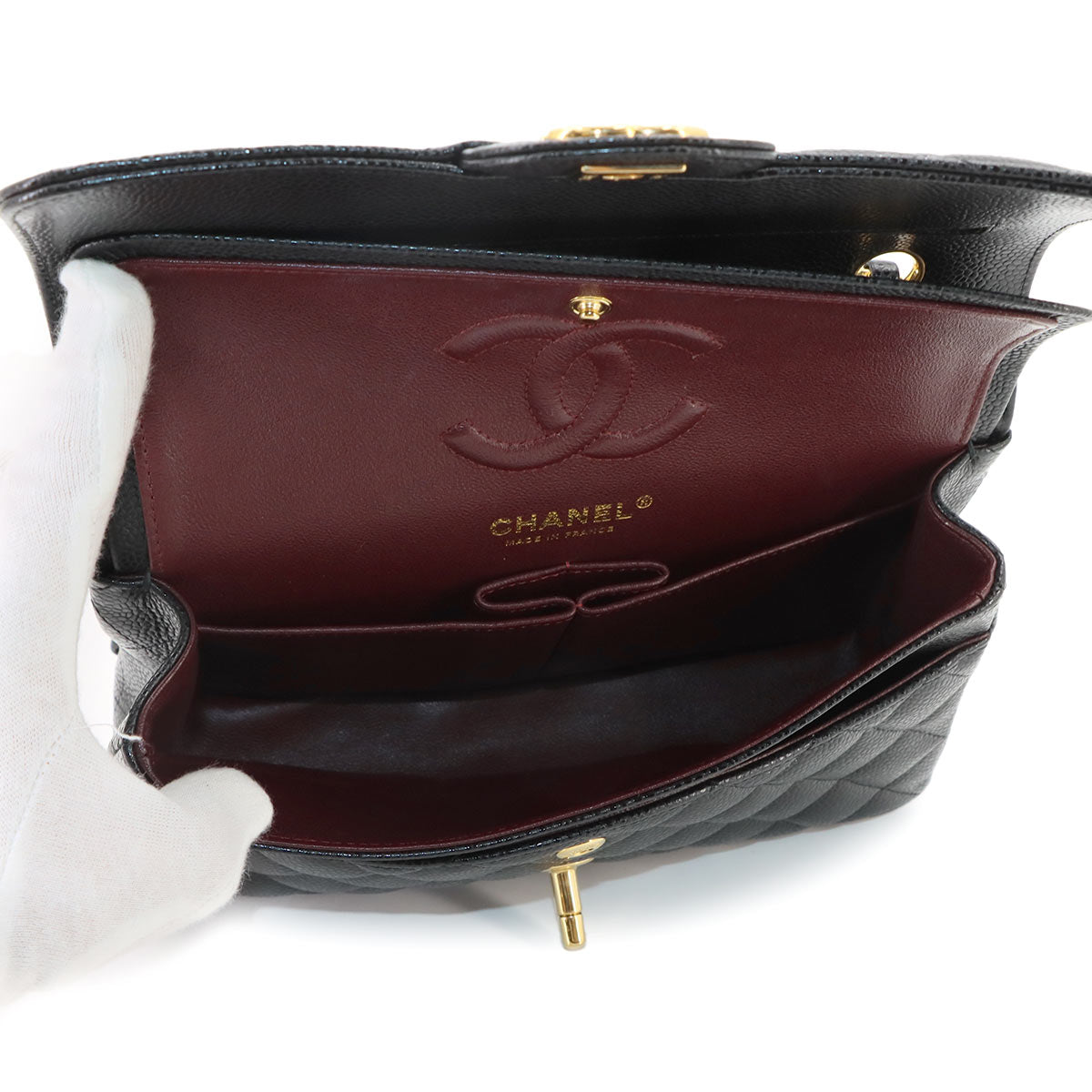Matelasse 23 Chain Shoulder Bag Leather Black A01113