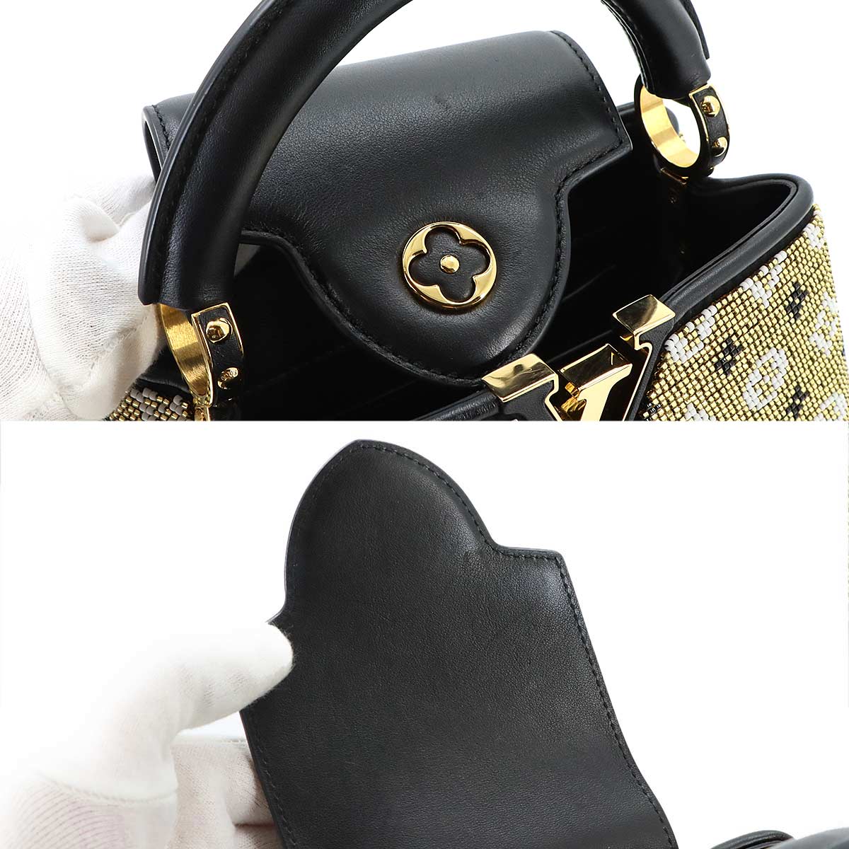 Capucines MINI Hand Shoulder Bag Leather Black M21494