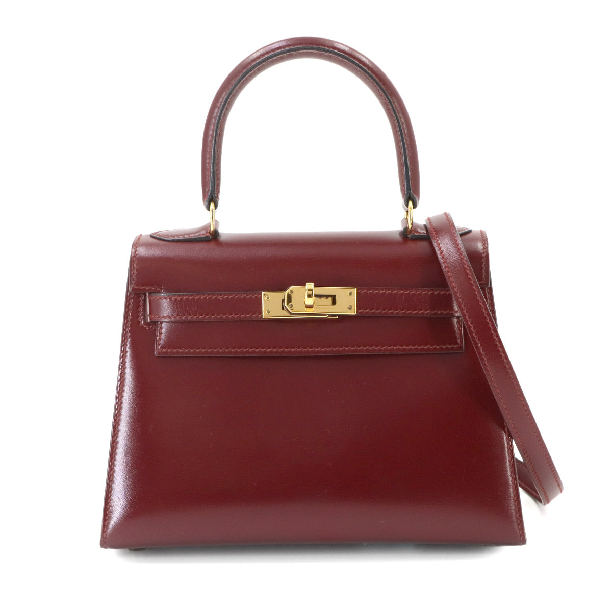 Mini Kelly 20 2way Hand Shoulder Bag Box calf Rouge H Purse