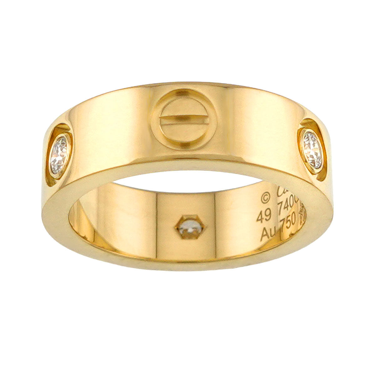 Love Ring Half Diamond 18K YG 750 size49 4.5-4.75(US)