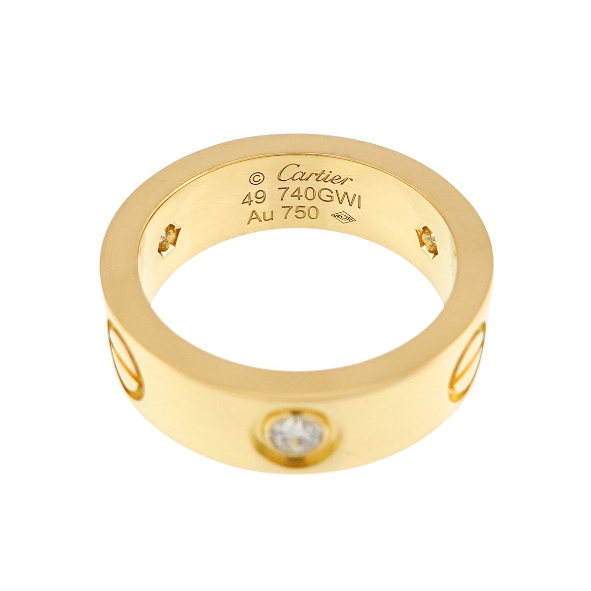 Love Ring Half Diamond 18K YG 750 size49 4.5-4.75(US)
