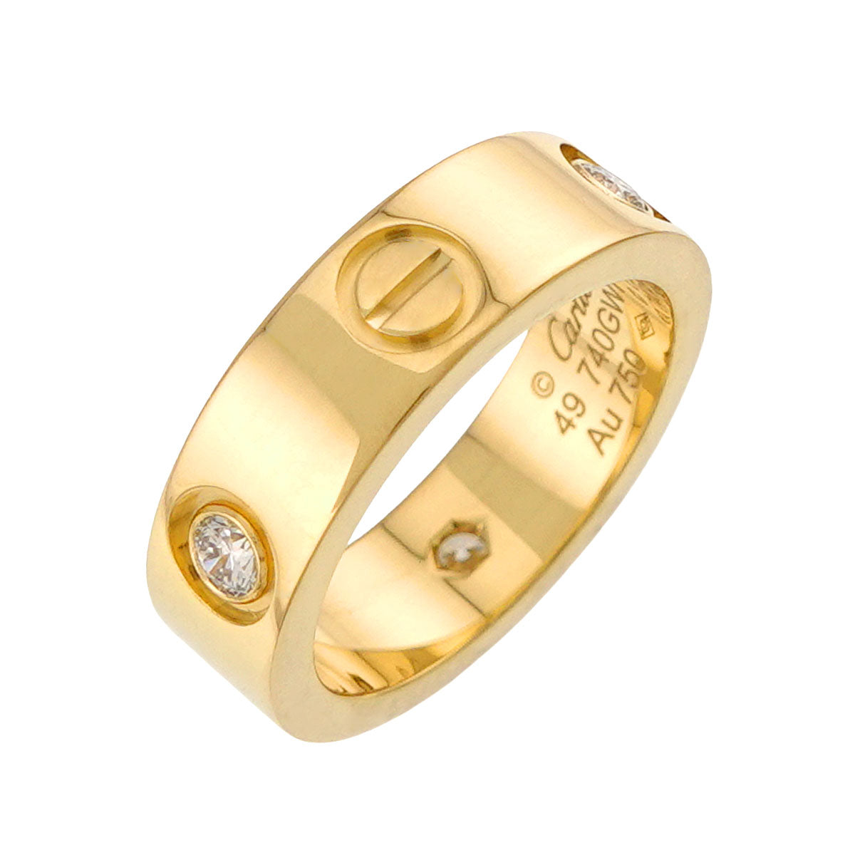 Love Ring Half Diamond 18K YG 750 size49 4.5-4.75(US)