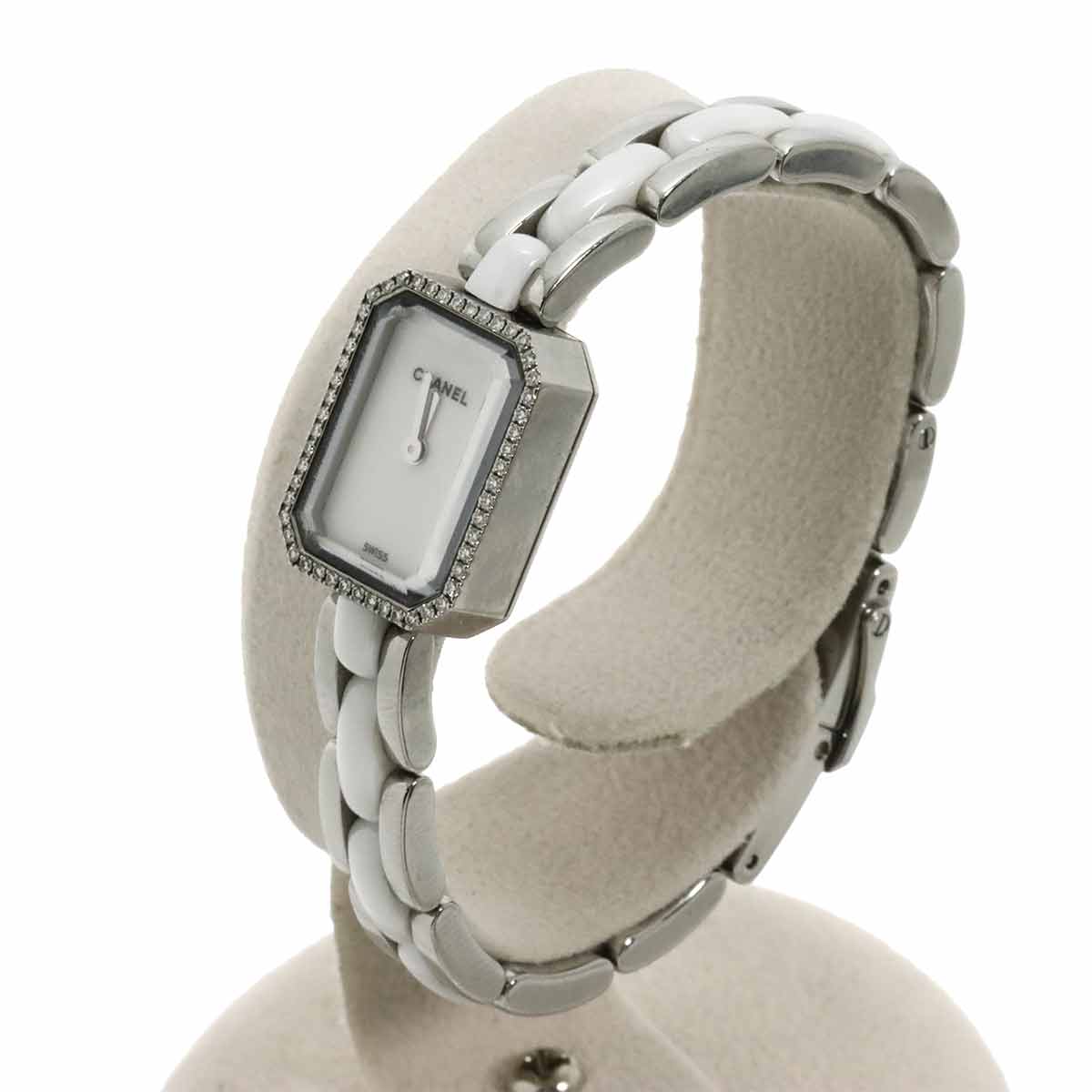Premiere H2132 Diamond Bezel Ceramic Quartz White Dial Ladies