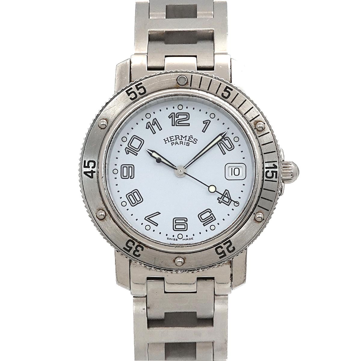 Clipper Diver CL7 710 White Dial Quartz Mens Wrist Watch