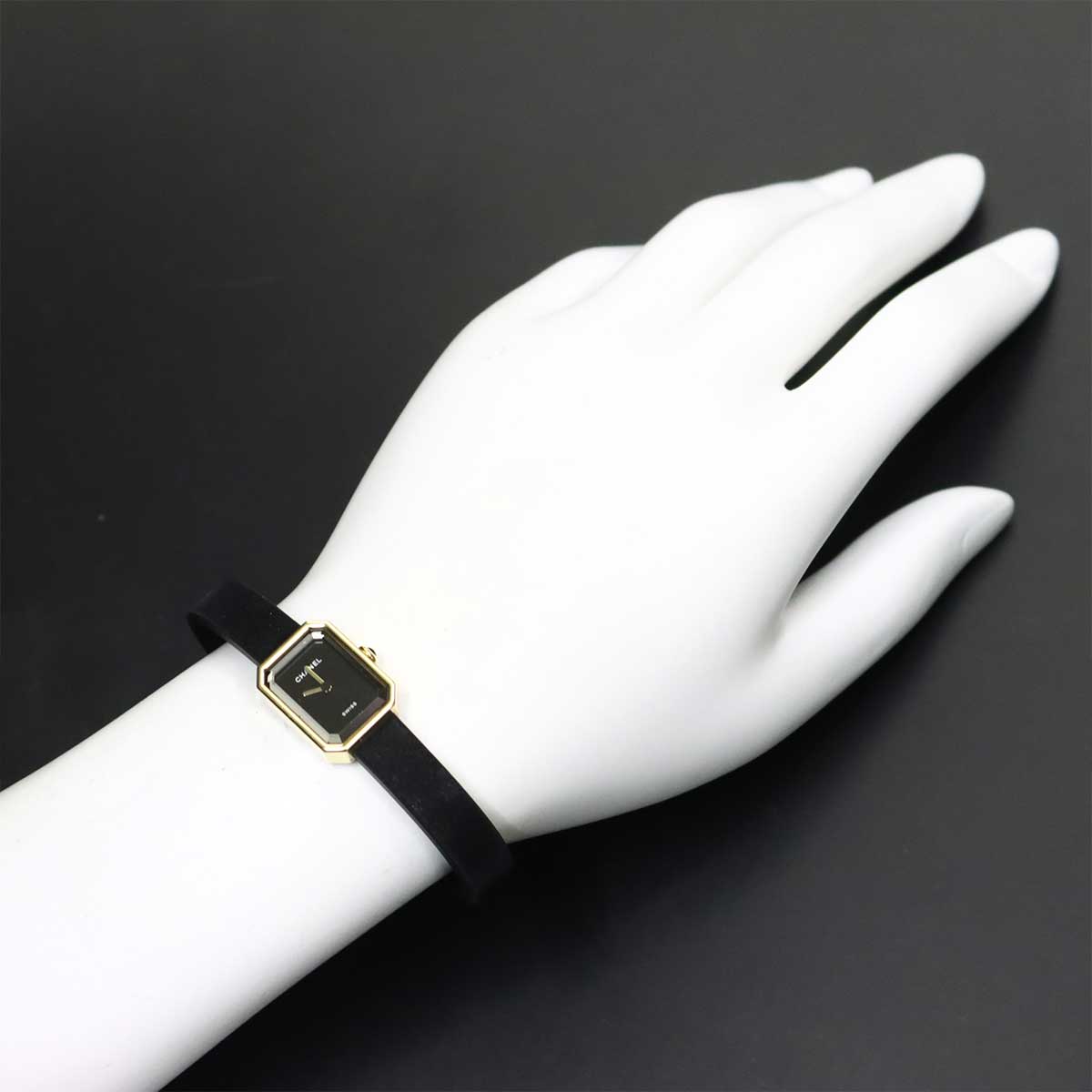 Premiere Velvet H6125 K18YG Quartz Black Dial Ladies