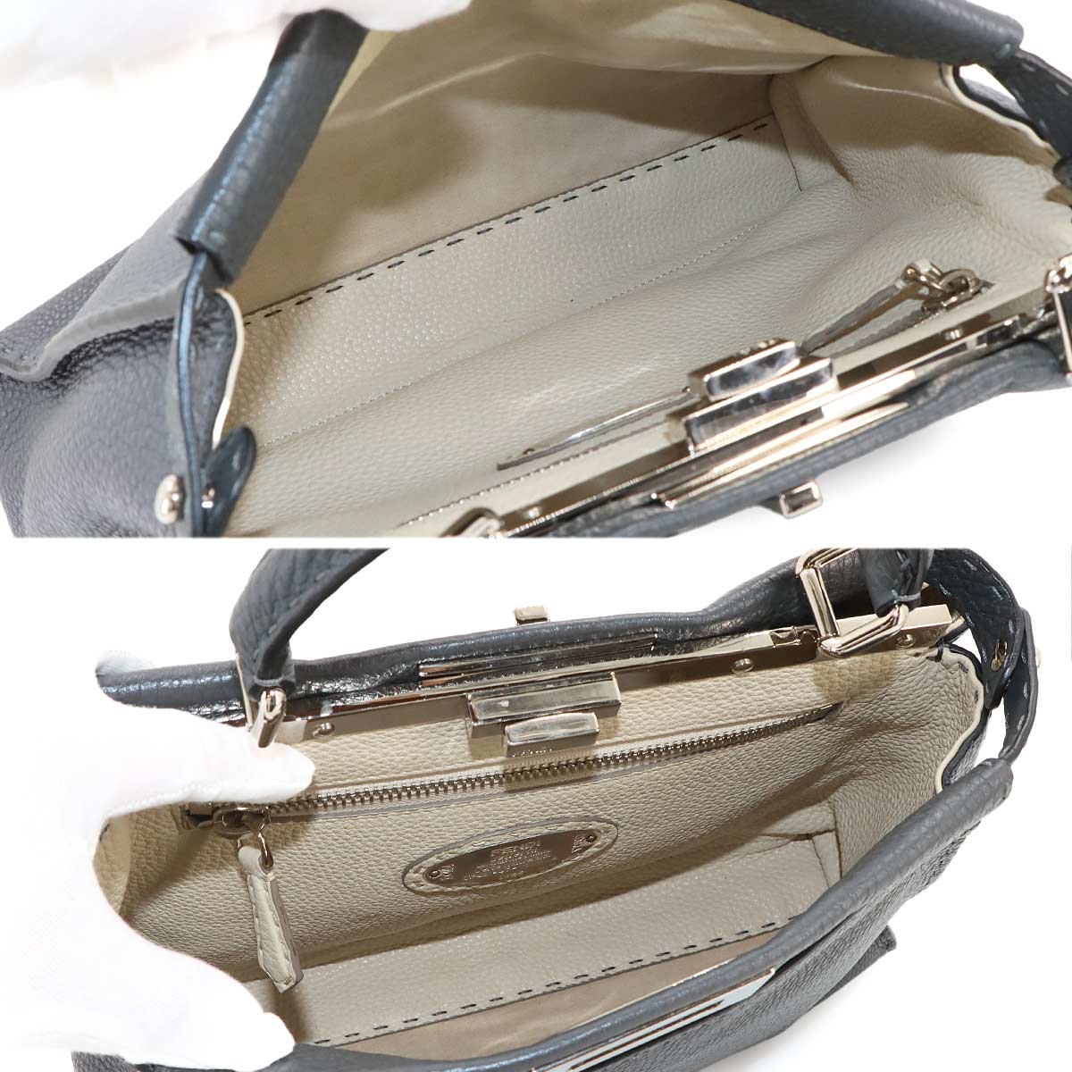 Seleria Peekaboo Regular Hand Shoulder Bag Leather Gray 8BN290