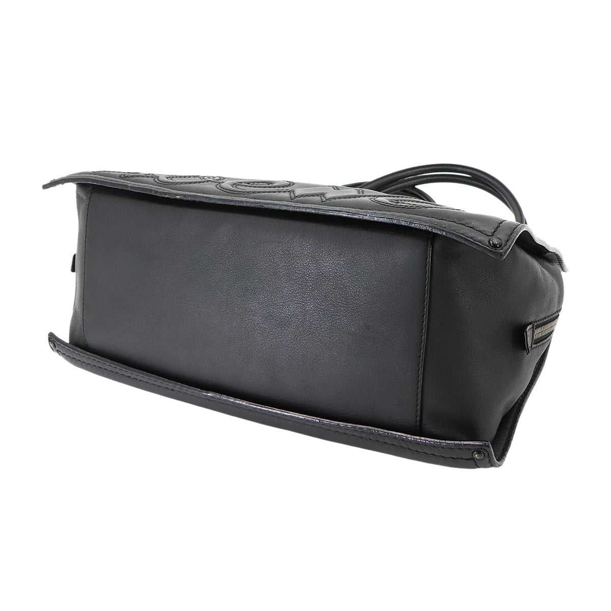 Shopper Tote Bag Leather Black Studs Purse