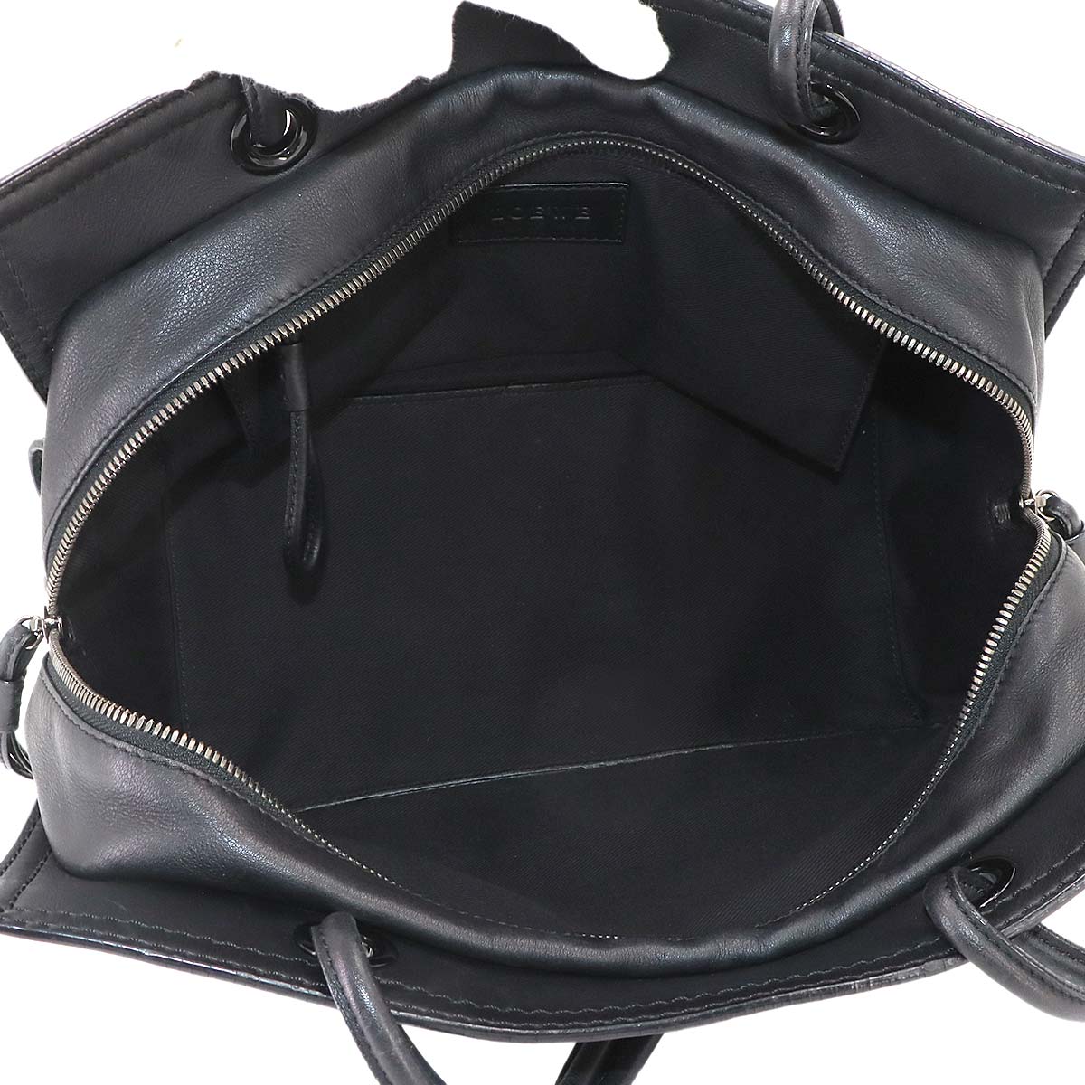 Shopper Tote Bag Leather Black Studs Purse