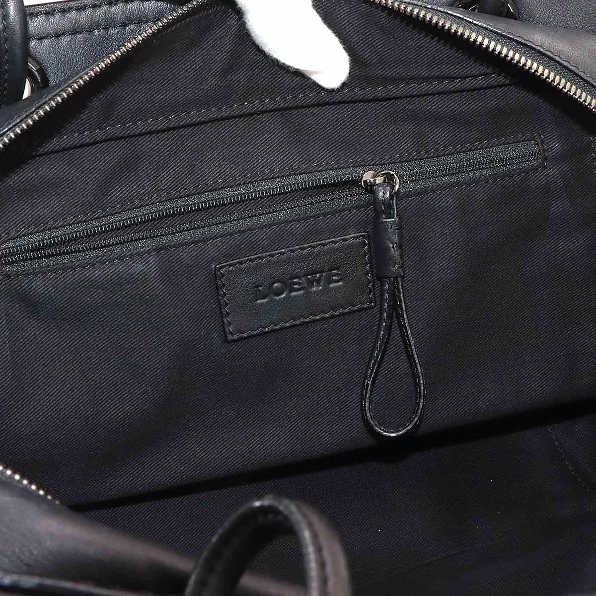 Shopper Tote Bag Leather Black Studs Purse