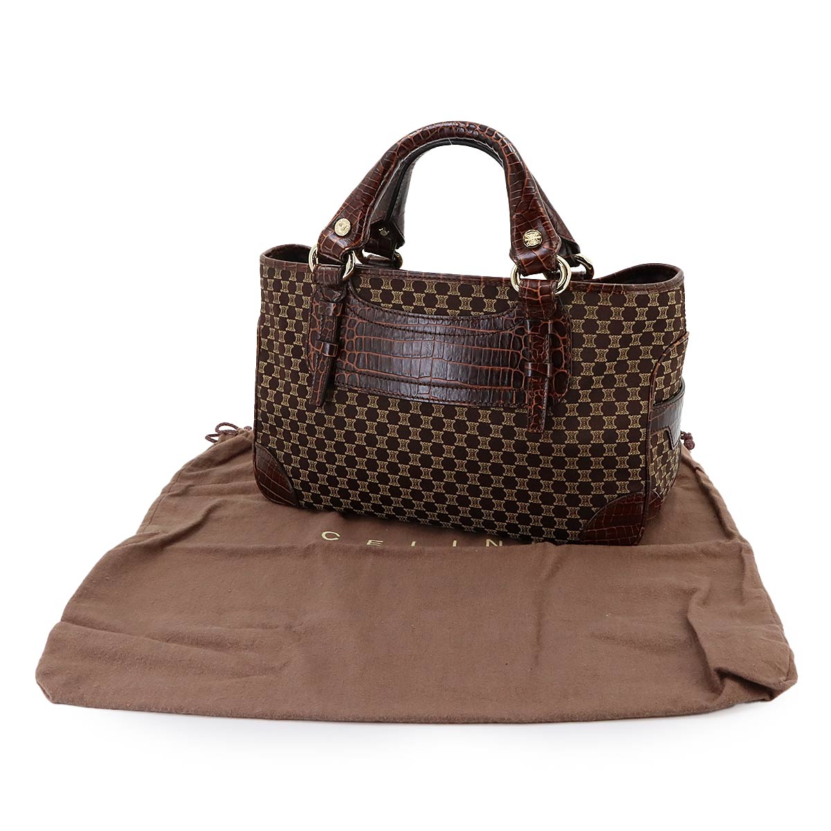 Macadam Boogie Hand Bag Canvas Leather Brown Vintage