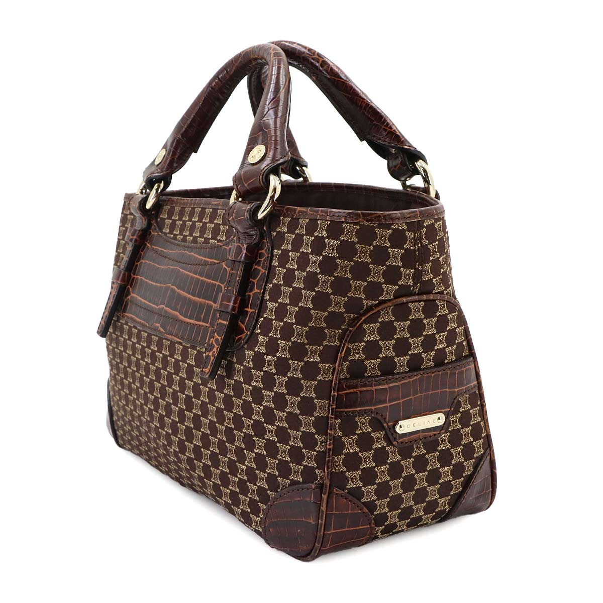 Macadam Boogie Hand Bag Canvas Leather Brown Vintage