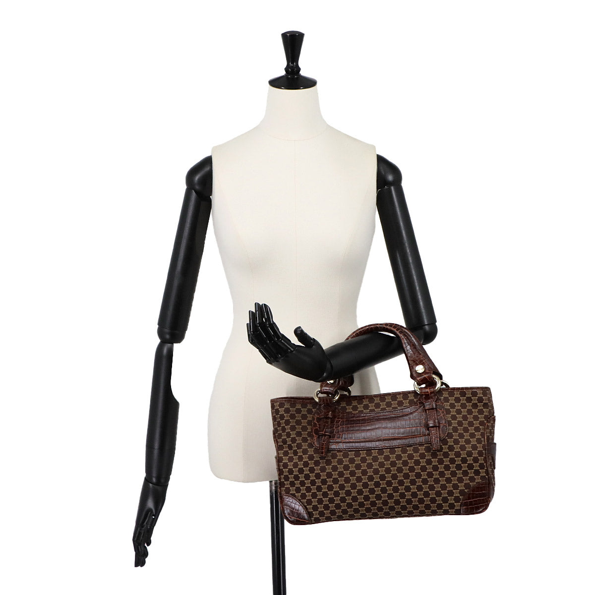 Macadam Boogie Hand Bag Canvas Leather Brown Vintage