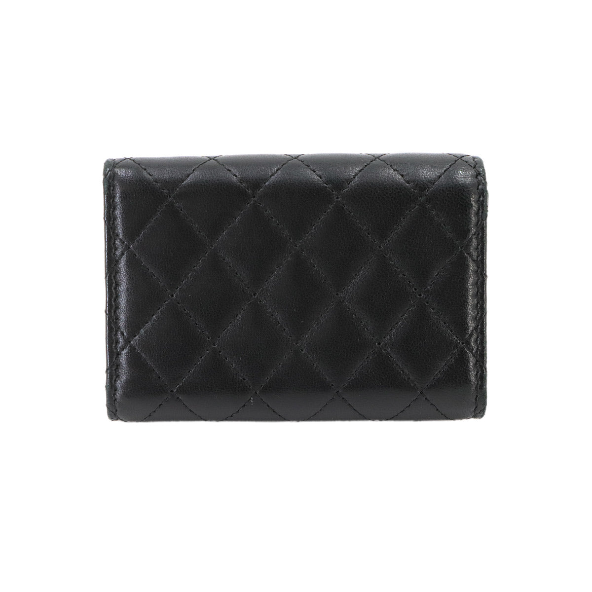 Boychanel Compact Wallet Leather Black A84432 Purse