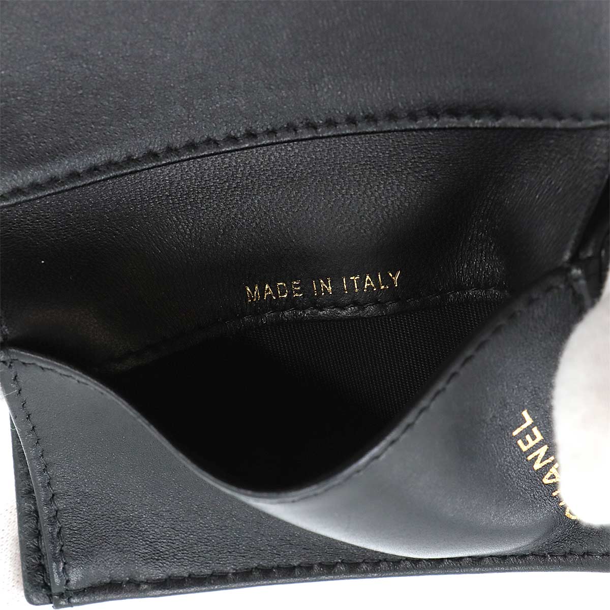 Boychanel Compact Wallet Leather Black A84432 Purse