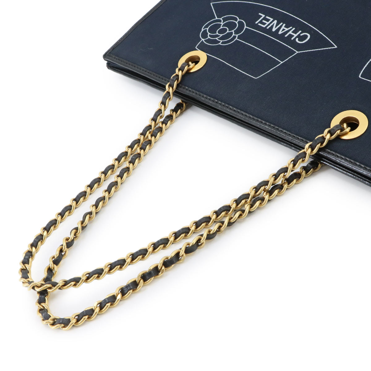 Icon Chain Tote Bag Canvas Navy Purse