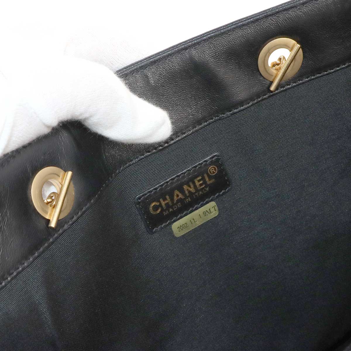 Icon Chain Tote Bag Canvas Navy Purse