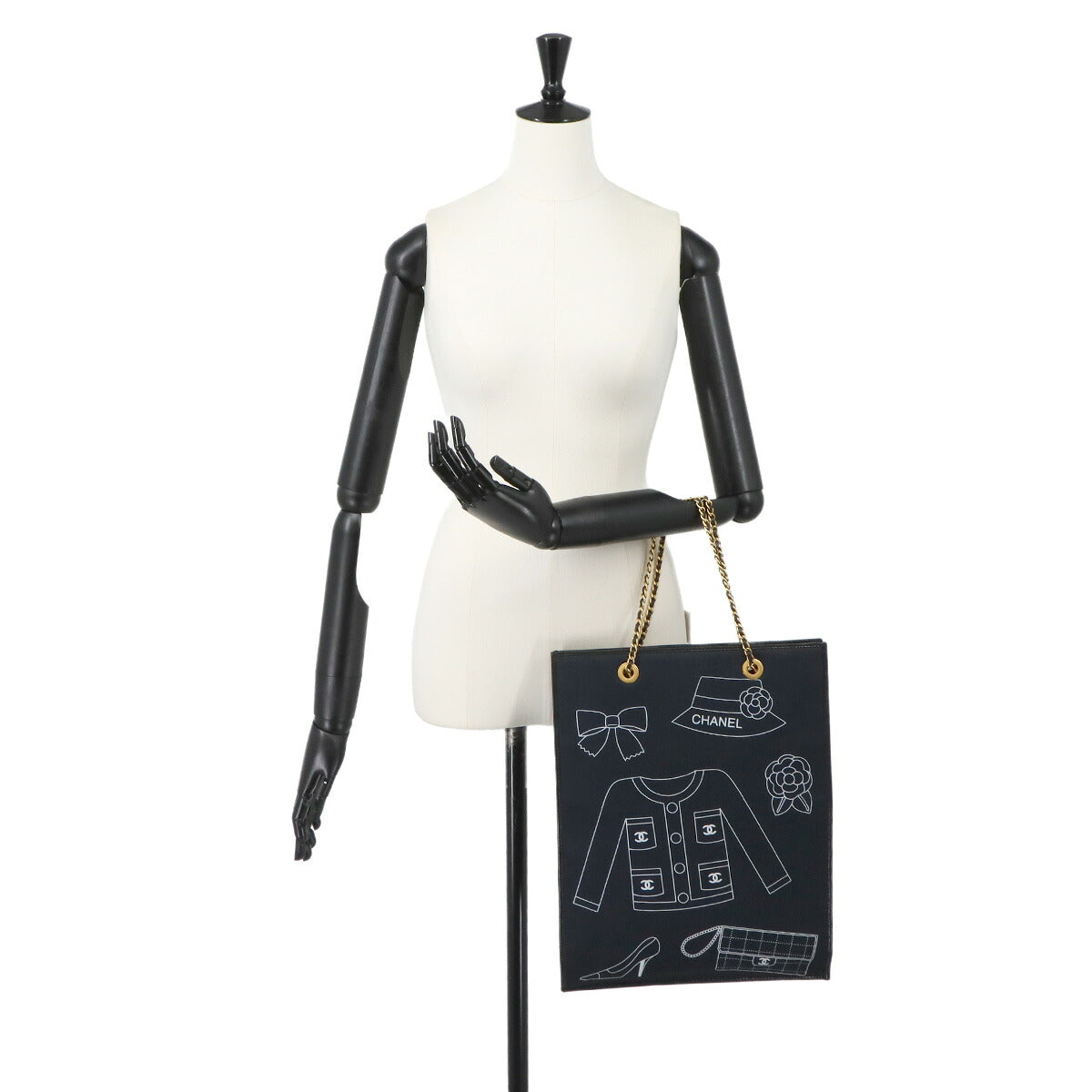 Icon Chain Tote Bag Canvas Navy Purse