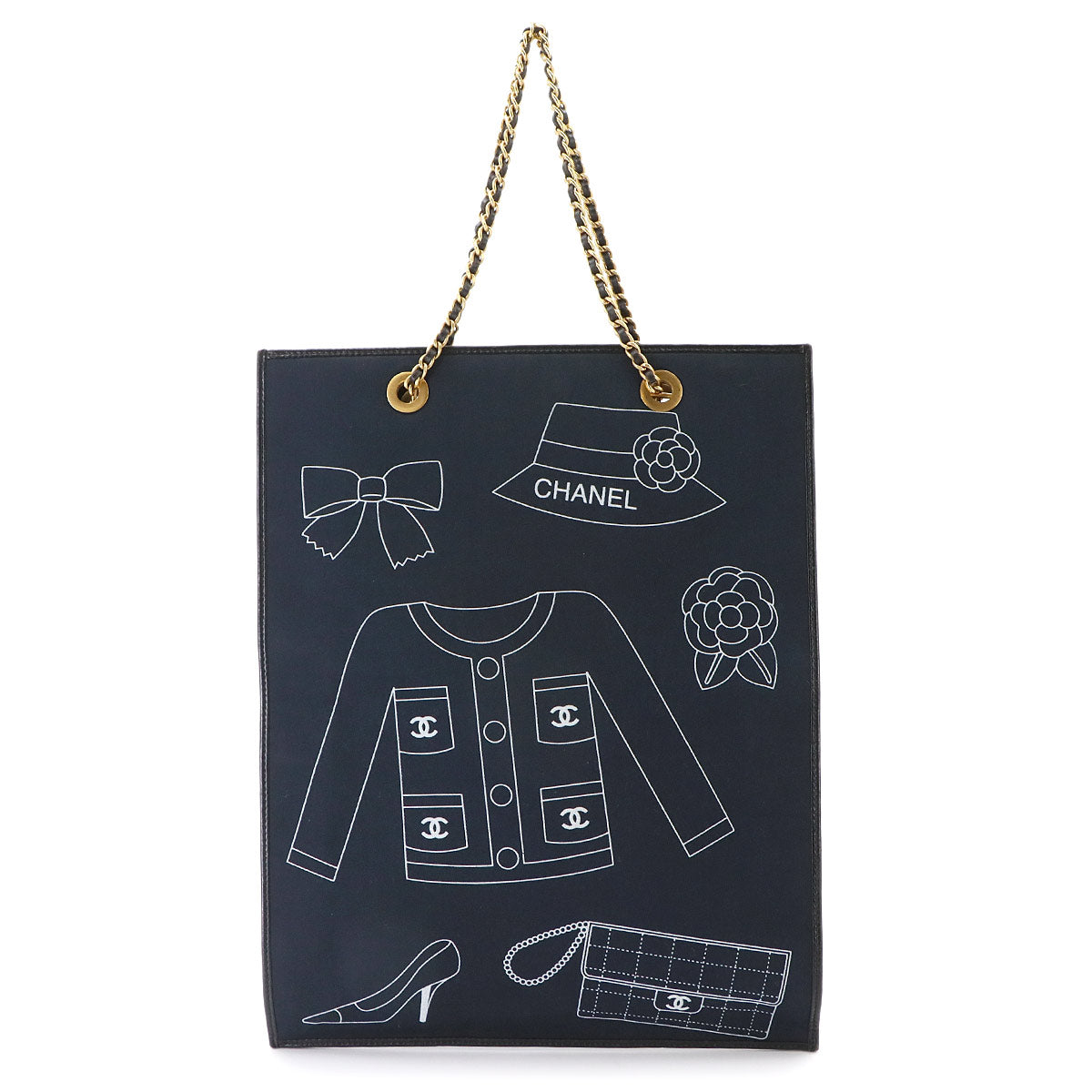 Icon Chain Tote Bag Canvas Navy Purse