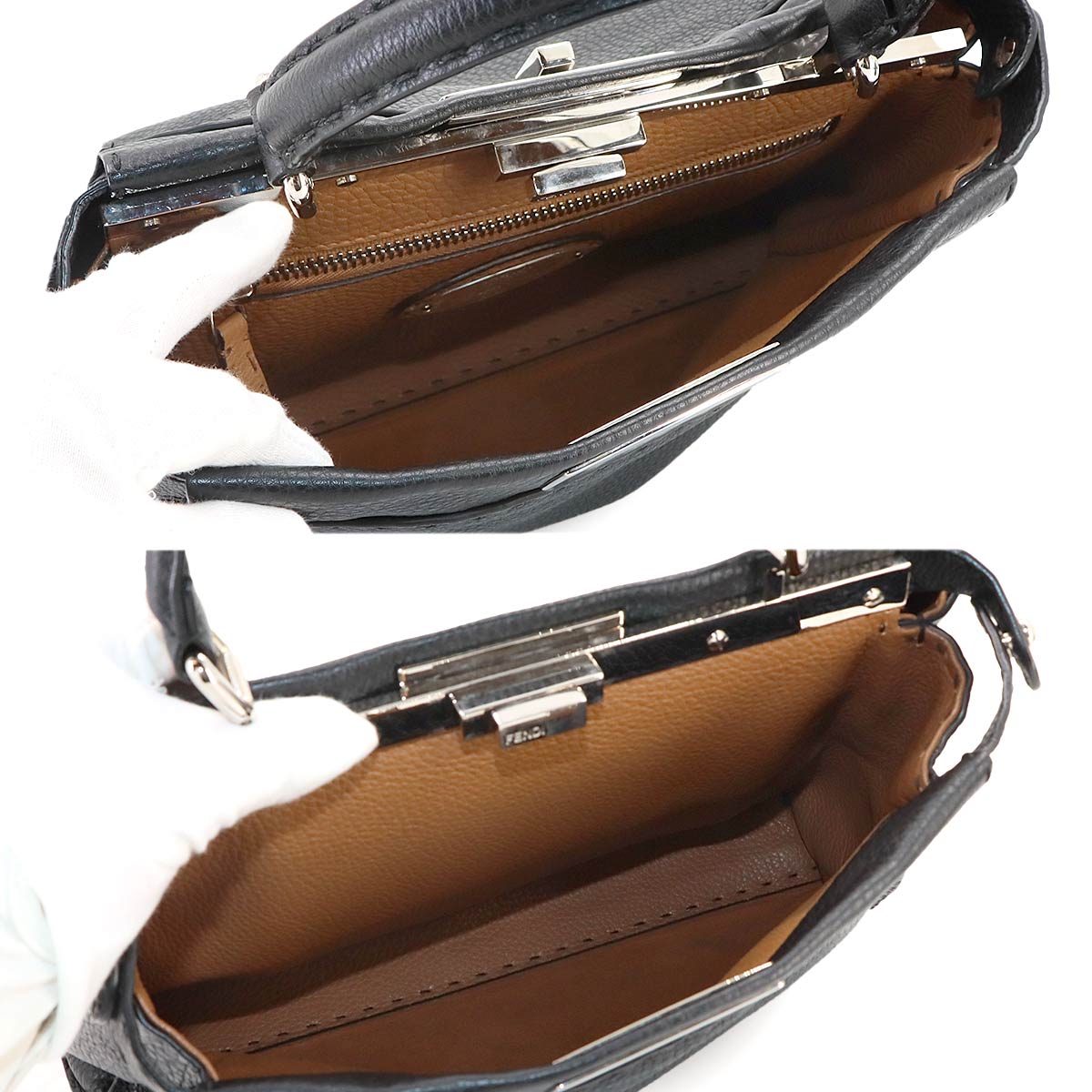 Selleria Peekaboo Regular Hand Shoulder Bag Leather Black 8BN290