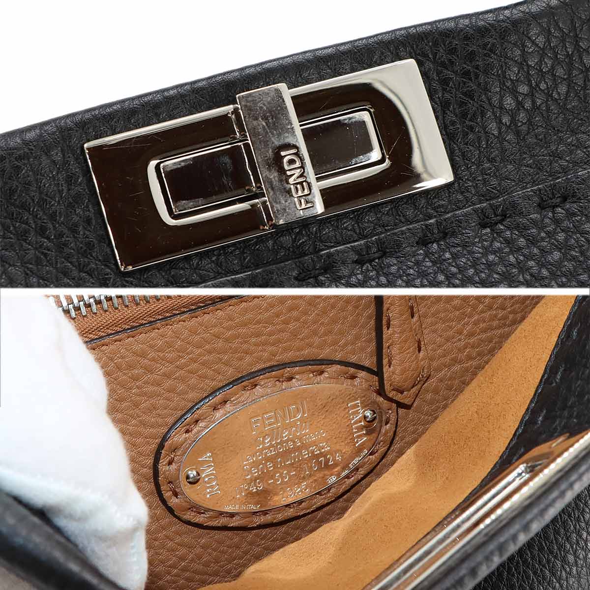 Selleria Peekaboo Regular Hand Shoulder Bag Leather Black 8BN290