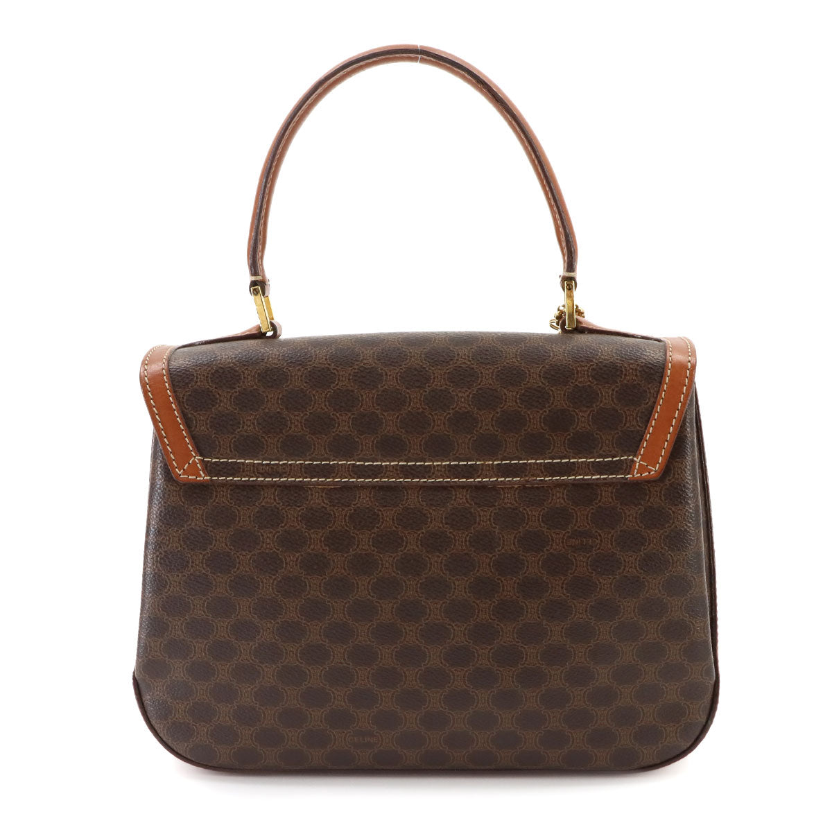 Macadam Hand Bag PVC Leather Brown Vintage Purse