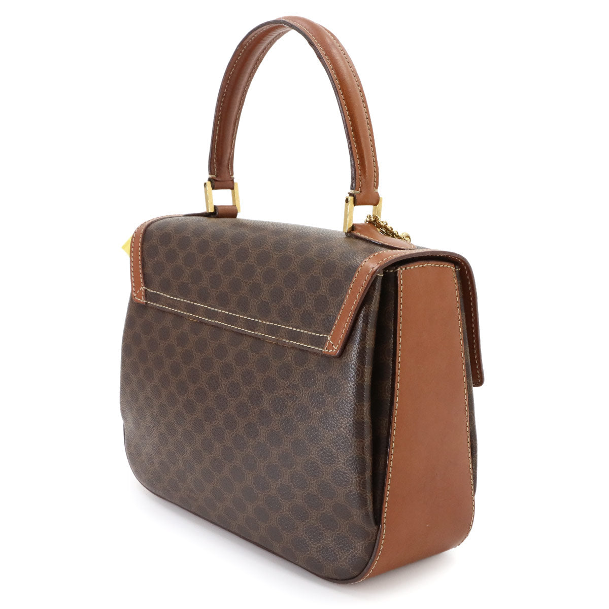 Macadam Hand Bag PVC Leather Brown Vintage Purse