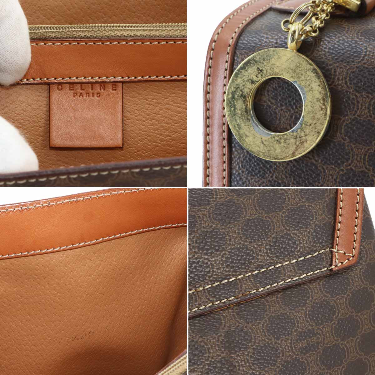 Macadam Hand Bag PVC Leather Brown Vintage Purse