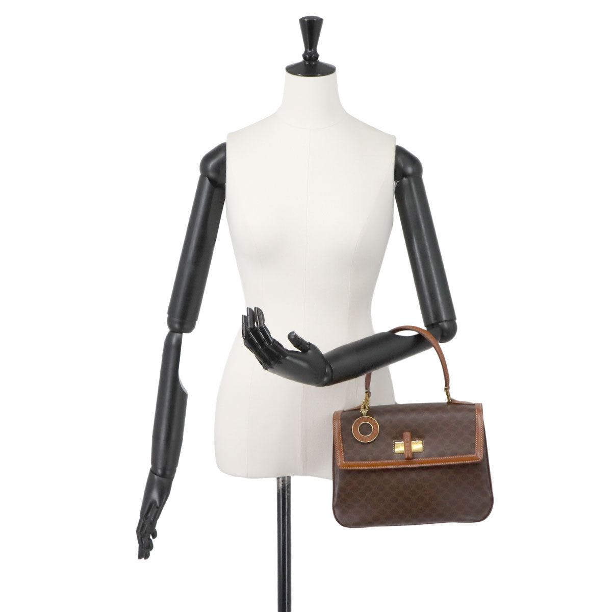 Macadam Hand Bag PVC Leather Brown Vintage Purse