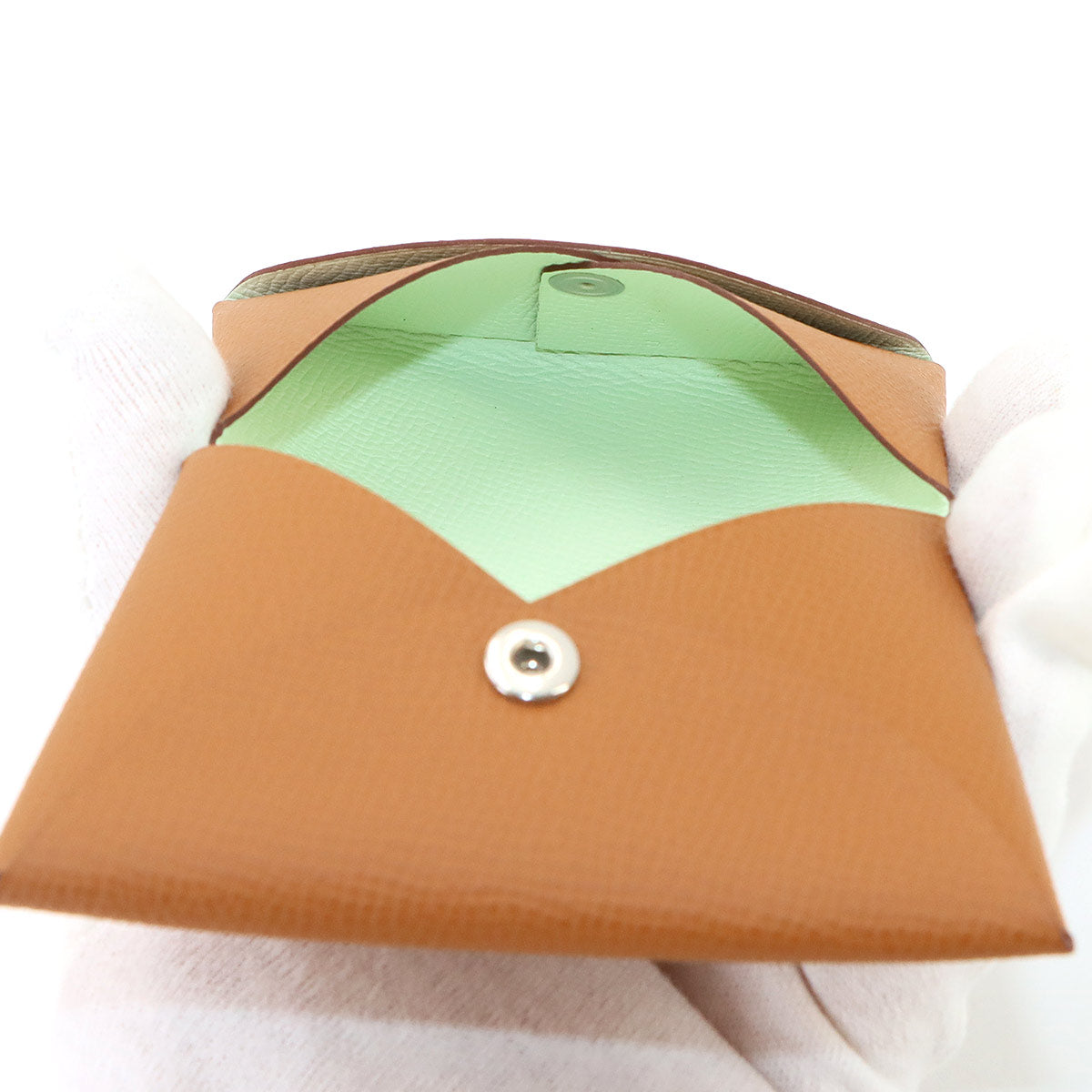 Calvi Verso Card Case Veau Epsom Gold Vert Fizz