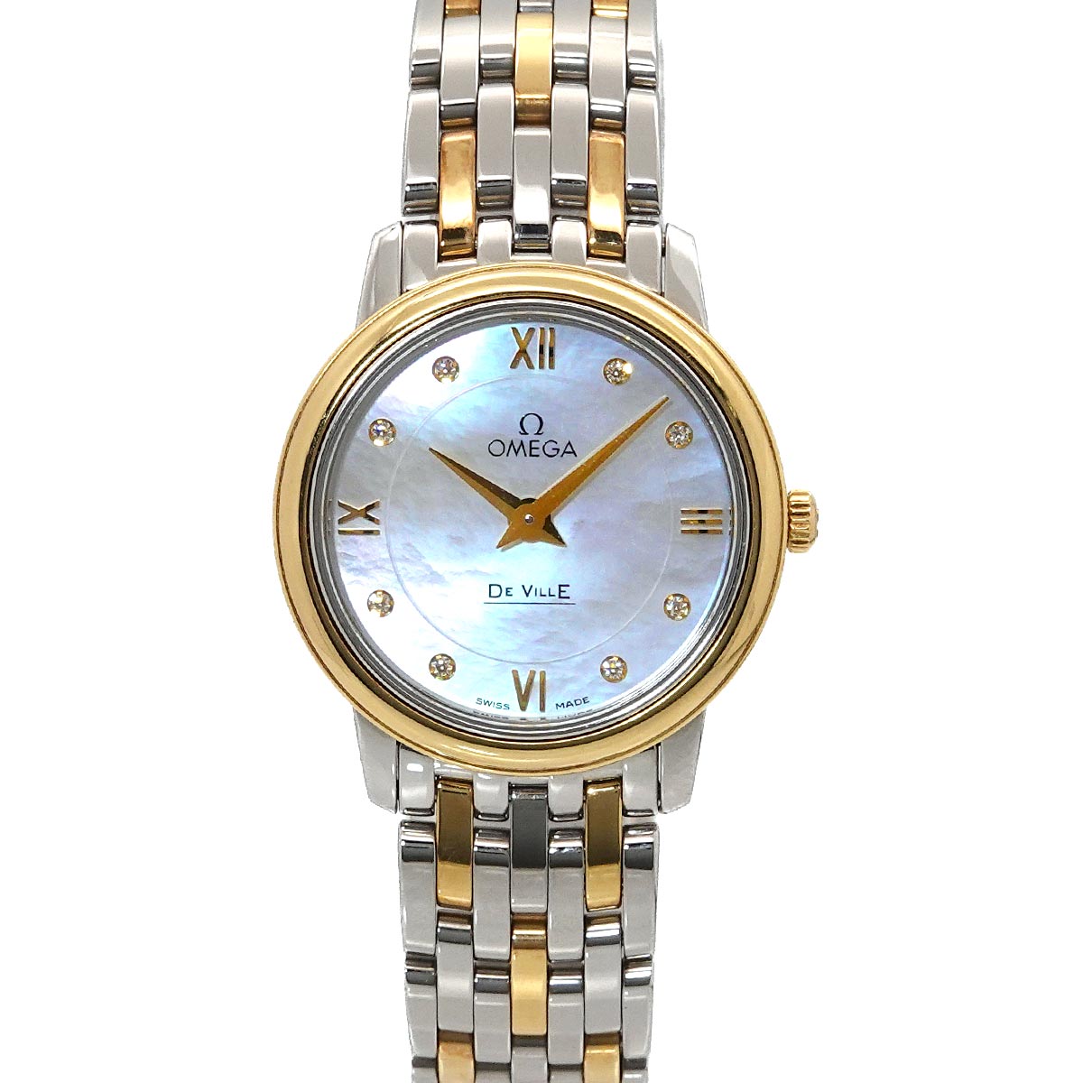 DeVile Prestige 424 20 27 60 55 001 Yellow Gold White Shell Dial