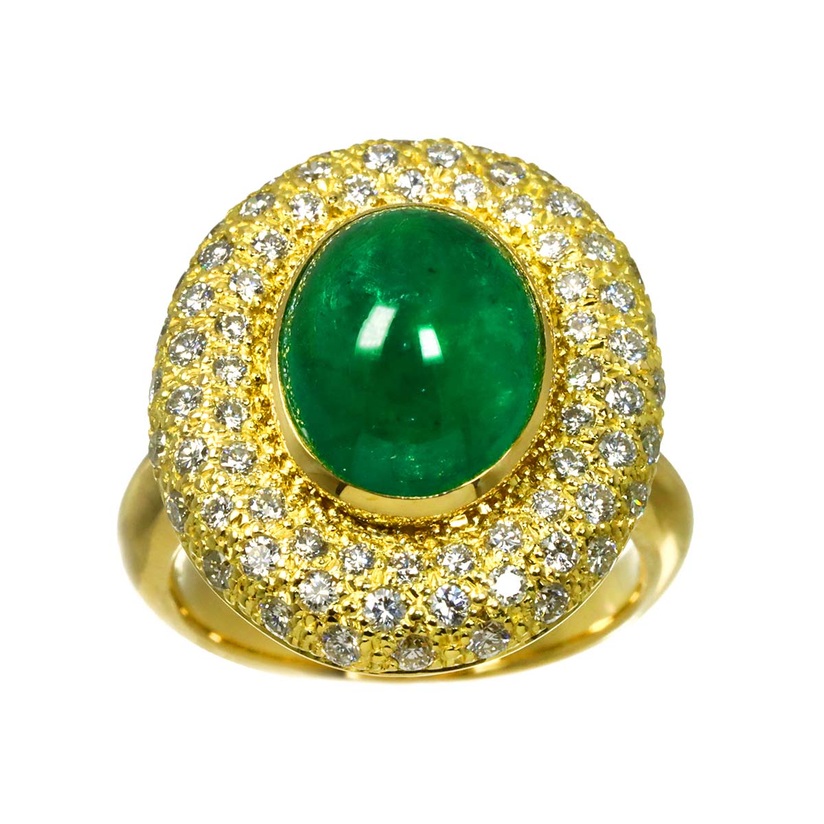 Emerald 4.23ct Diamond 1.00ct Ring 18K YG 750 Size5.5-5.75(US)