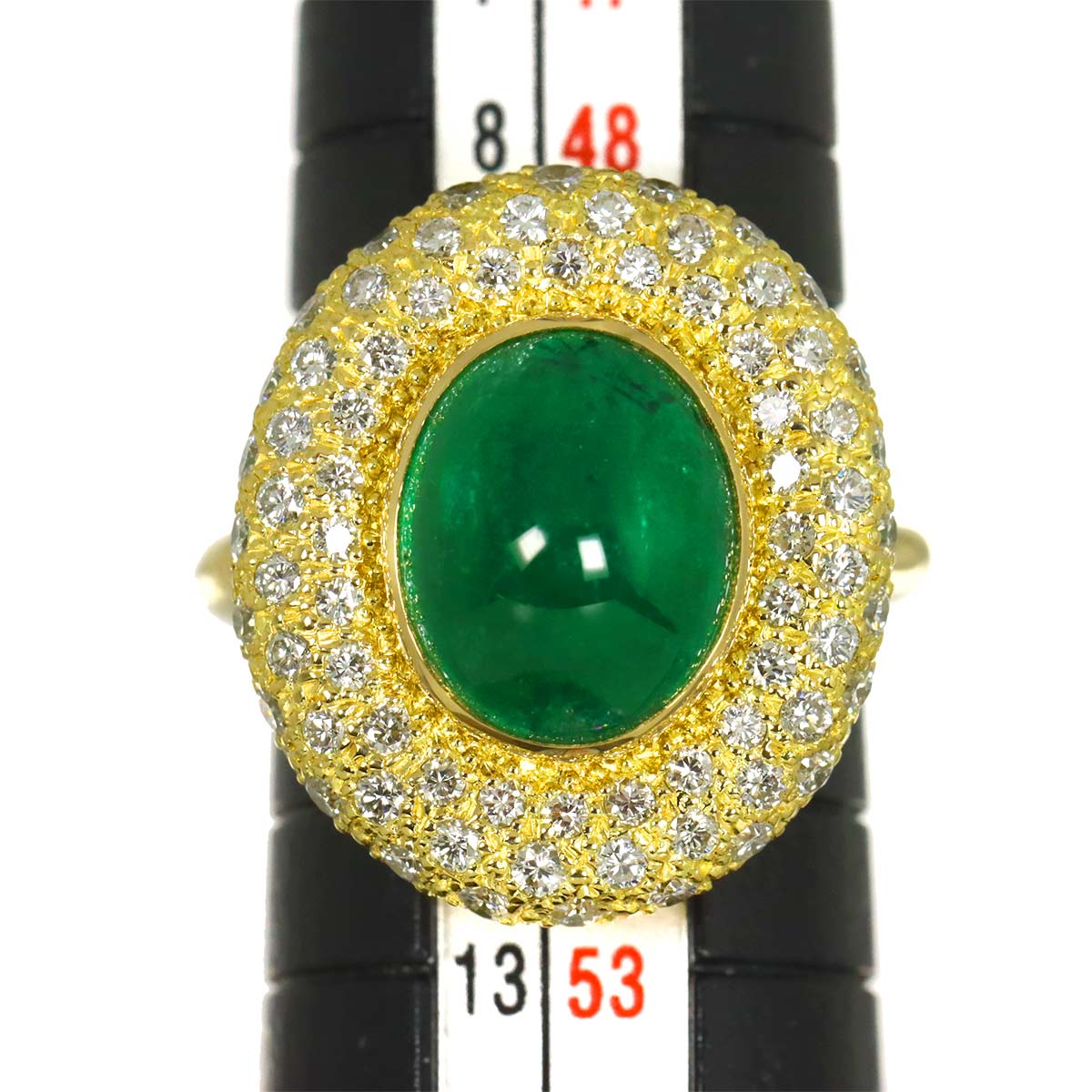 Emerald 4.23ct Diamond 1.00ct Ring 18K YG 750 Size5.5-5.75(US)
