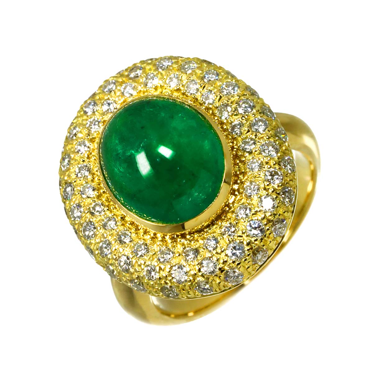 Emerald 4.23ct Diamond 1.00ct Ring 18K YG 750 Size5.5-5.75(US)