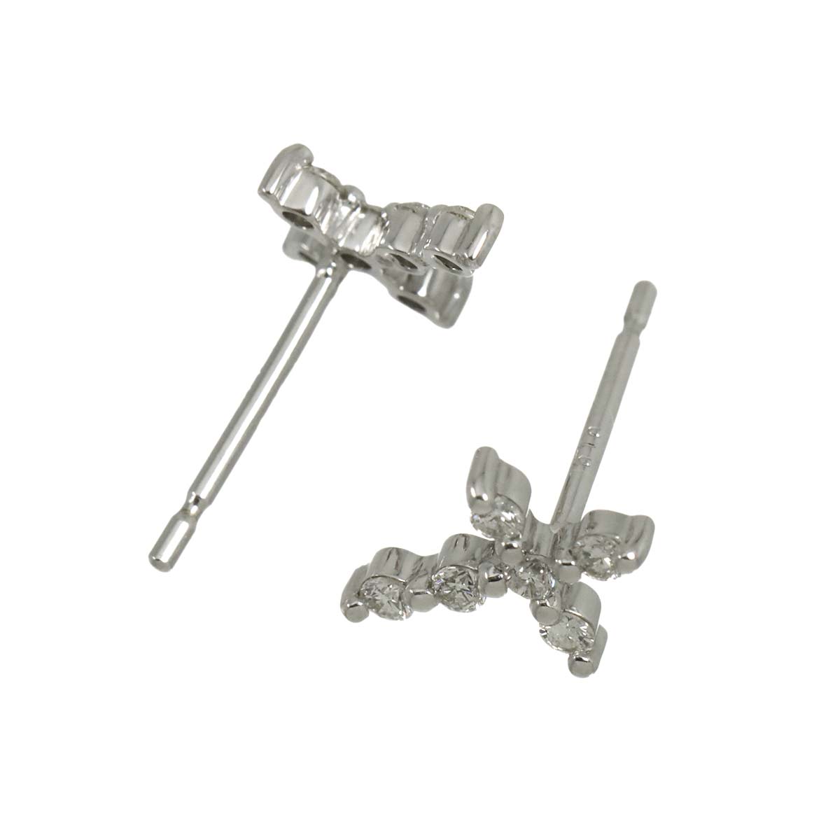 Diamond 0.10ct/0.10ct Earrings Pierced 18K K18 WG 750