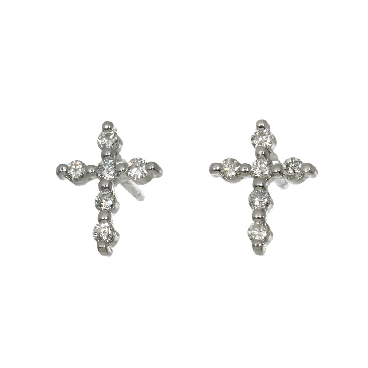 Diamond 0.10ct/0.10ct Earrings Pierced 18K K18 WG 750