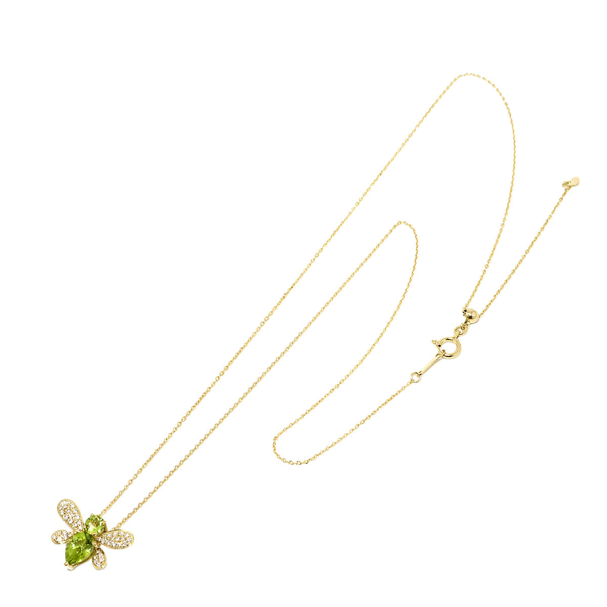 Peridot 1.20 Diamond 0.17ct Necklace 18K YG Yellow Gold 750