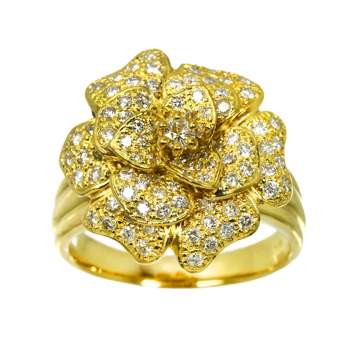 Diamond 1.14ct Ring 18K YG Yellow Gold 750 Size9(US)
