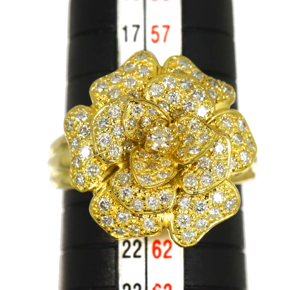 Diamond 1.14ct Ring 18K YG Yellow Gold 750 Size9(US)